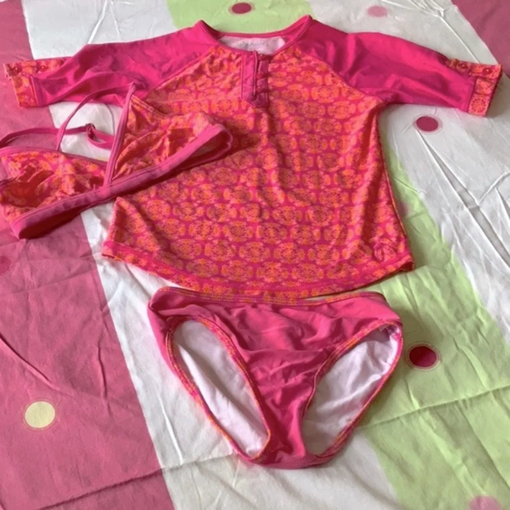 Cabana Life girls 3 piece swimsuit set in size 8